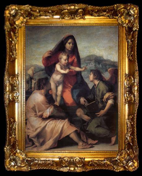 framed  Andrea del Sarto Holy Family with Angels, ta009-2